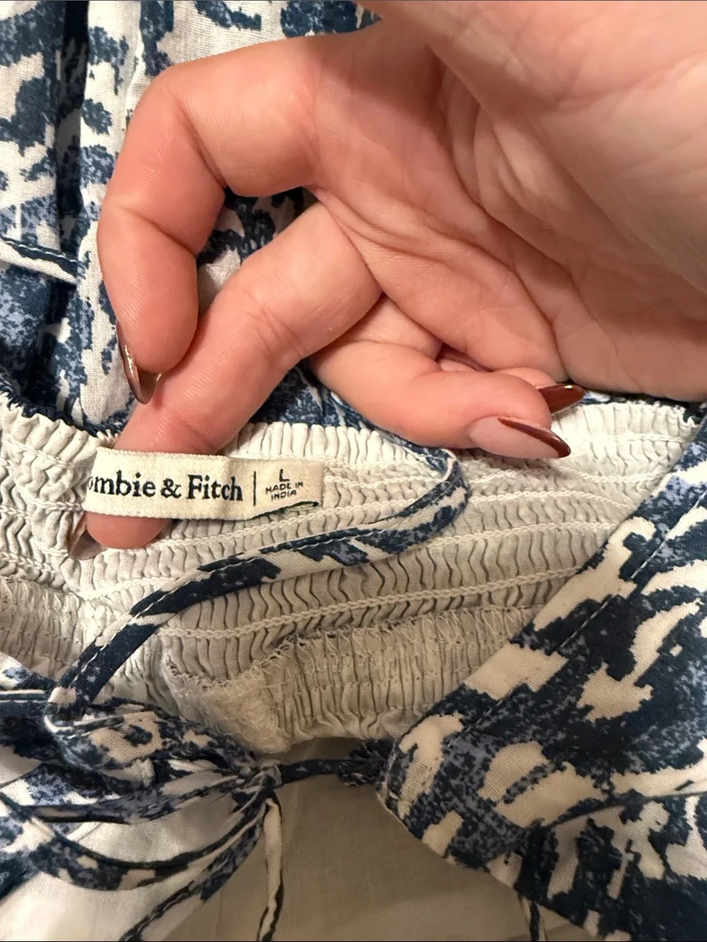 Abercrombie & Fitch Navy and White Printed Maxi Dress